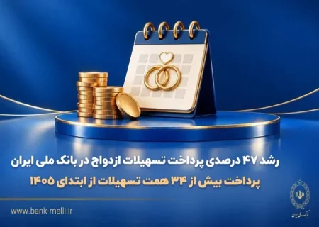 رشد ۴۷ درصدی پرداخت تسهیلات ازدواج در بانک ملی ایران/ پرداخت بیش از ۳۴ همت تسهیلات از ابتدای ۱۴۰۵